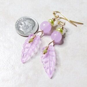 Soft Lilac Leaf Dangle Earrings! Spring & Summer! Tap into Your Feminine Essence